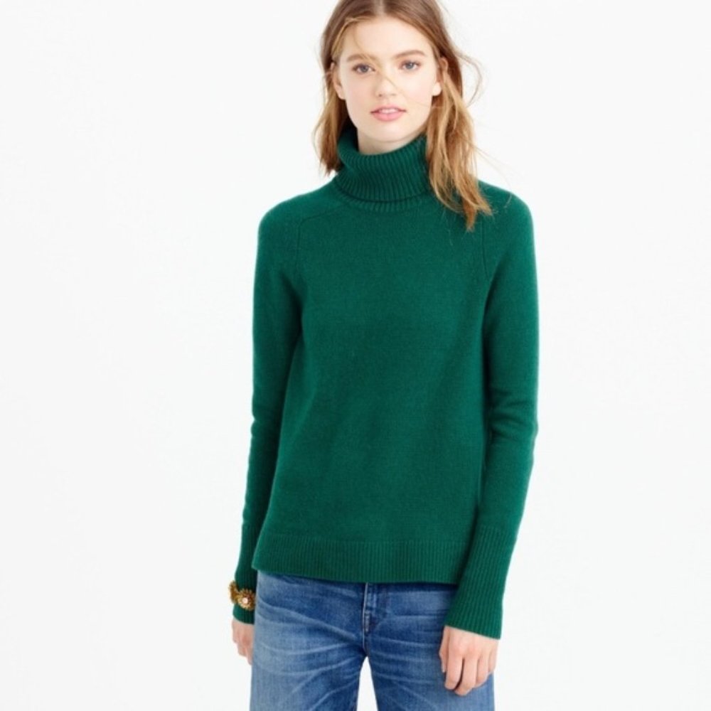 J. Crew Green Merino Blend Turtleneck Sweater XL